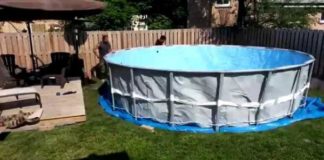 what to put under above ground pool on grass